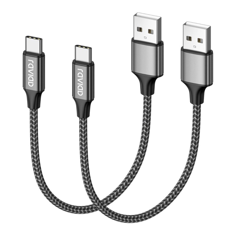 Raviad cable usb c charge rapide 3.1a, [0.5m, lot de 2] câble usb vers usb c court nylon cable chargeur type c pour iphone 17 16