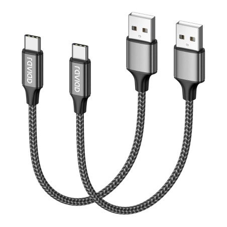Raviad cable usb c charge rapide 3.1a, [0.5m, lot de 2] câble usb vers usb c court nylon cable chargeur type c pour iphone 17 16
