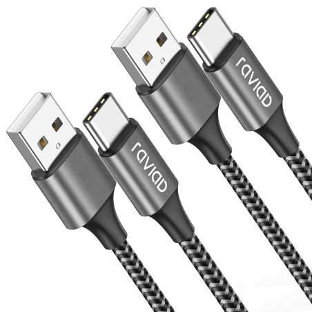Raviad cable usb c charge rapide 3.1a, [1m, lot de 2] câble usb vers usb c nylon cable chargeur type c pour iphone 17 16 15, sam