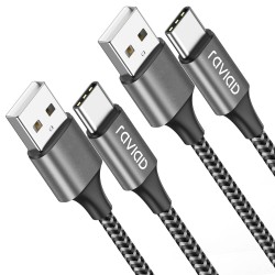 Raviad cable usb c charge rapide 3.1a, [2m, lot de 2] câble usb vers usb c nylon cable chargeur type c pour iphone 17 16 15, sam