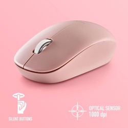 Ngs fog pro rose - souris sans fil, souris optique 1000 dpi, interface nano usb, boutons silencieux, 2 boutons et molette de déf