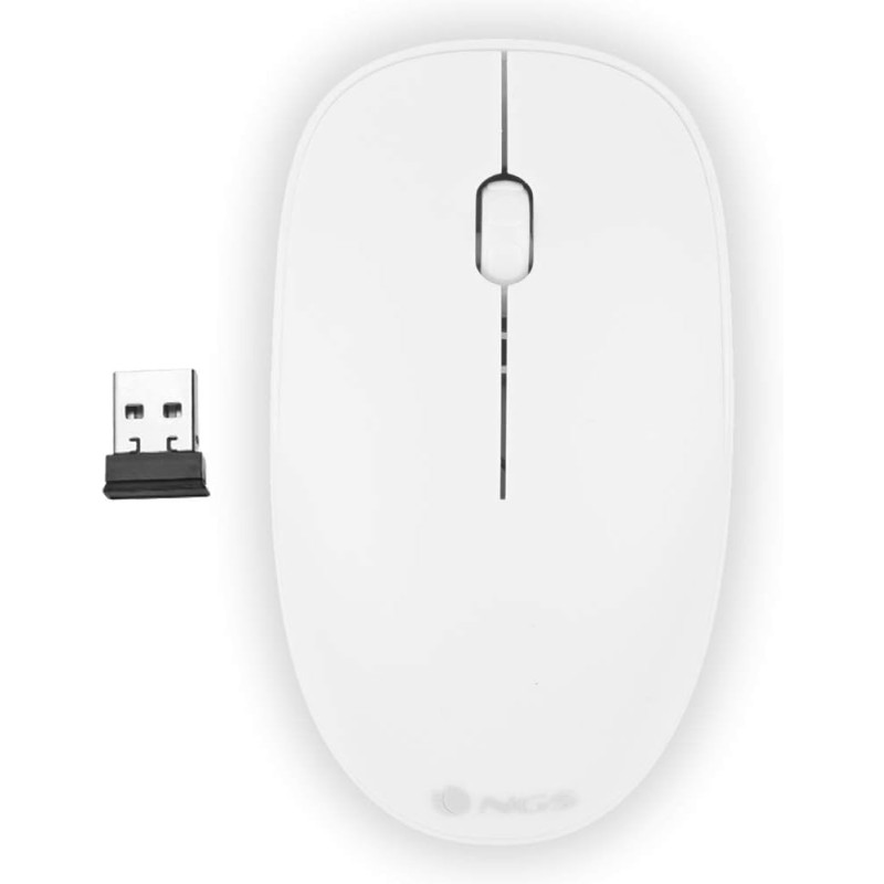 Ngs fog blanc - souris optique sans fil 2.4ghz, souris pour ordinateur ou laptop avec 2 bouttons et scroll, 1000dpi, blanc