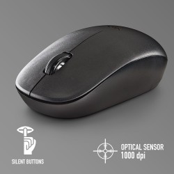 Ngs fog pro noir - souris sans fil, souris optique 1000 dpi, interface nano usb, boutons silencieux, 2 boutons et molette de déf