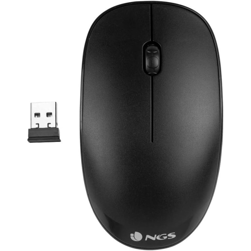 Ngs fog noir - souris optique sans fil 2.4ghz, souris pour ordinateur ou laptop avec 2 bouttons et scroll, 1000dpi, noir