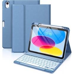 Vobafe Coque Clavier pour iPad A16 11/10 Ème Generation (11 Pouces 2025/10.9 Pouces 2022), Étui Keyboard 7 Couleurs Rétroéclairé