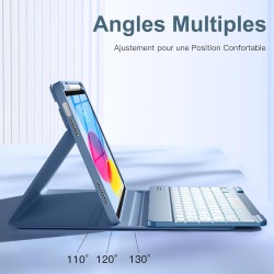 Vobafe Coque Clavier pour iPad A16 11/10 Ème Generation (11 Pouces 2025/10.9 Pouces 2022), Étui Keyboard 7 Couleurs Rétroéclairé
