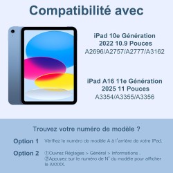 Vobafe Coque Clavier pour iPad A16 11/10 Ème Generation (11 Pouces 2025/10.9 Pouces 2022), Étui Keyboard 7 Couleurs Rétroéclairé