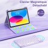 Vobafe Coque Clavier pour iPad A16 11/10 Ème Generation (11 Pouces 2025/10.9 Pouces 2022), Étui Keyboard 7 Couleurs Rétroéclairé