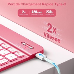 Vobafe Coque Clavier pour iPad A16 11/10 Ème Generation (11 Pouces 2025/10.9 Pouces 2022), Étui Keyboard 7 Couleurs Rétroéclairé