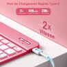 Vobafe Coque Clavier pour iPad A16 11/10 Ème Generation (11 Pouces 2025/10.9 Pouces 2022), Étui Keyboard 7 Couleurs Rétroéclairé