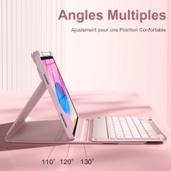 Vobafe Coque Clavier pour iPad A16 11/10 Ème Generation (11 Pouces 2025/10.9 Pouces 2022), Étui Keyboard 7 Couleurs Rétroéclairé