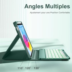 Vobafe Coque Clavier pour iPad A16 11/10 Ème Generation (11 Pouces 2025/10.9 Pouces 2022), Étui Keyboard 7 Couleurs Rétroéclairé