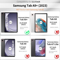 EasyAcc Étui Coque Compatible avec Samsung Galaxy Tab A9+/ A9 Plus 11 Pouces 2023, Protection Ultra Fin en Cuir PU avec Fonction
