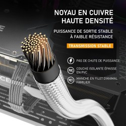 EZDIY-FAB Câble d'extension d'alimentation GPU, Connecteur PCIe 5.0 16 broches (12+4) 12VHPWR mâle vers 3X PCIE 8 broches pour R