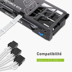EZDIY-FAB Câble d'extension d'alimentation GPU, Connecteur PCIe 5.0 16 broches (12+4) 12VHPWR mâle vers 3X PCIE 8 broches pour R