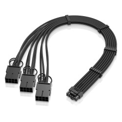 EZDIY-FAB Câble d'extension d'alimentation GPU, 16pin(12+4) 12VHPWR PCIe 5.0 Connector Male to 3X PCIE 8 PIN for RTX 4070Ti/4080