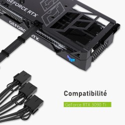 EZDIY-FAB Câble d'extension d'alimentation GPU, 16pin(12+4) 12VHPWR PCIe 5.0 Connector Male to 3X PCIE 8 PIN for RTX 4070Ti/4080