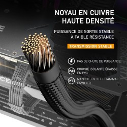 EZDIY-FAB Câble d'extension d'alimentation GPU, 16pin(12+4) 12VHPWR PCIe 5.0 Connector Male to 3X PCIE 8 PIN for RTX 4070Ti/4080