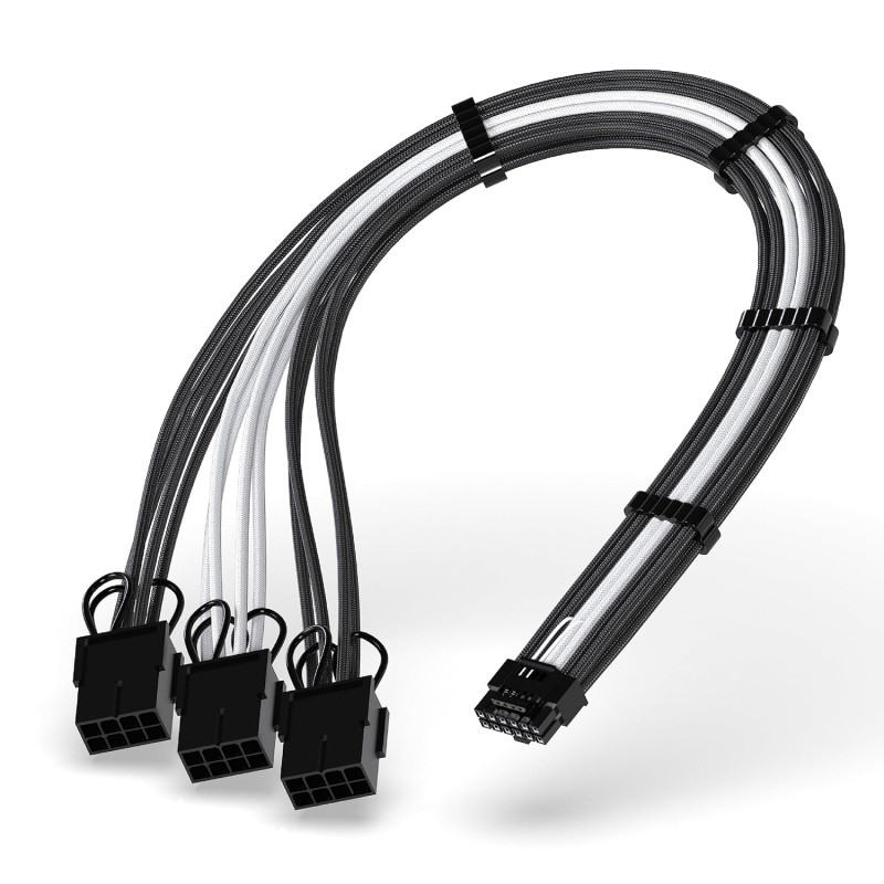 EZDIY-FAB Extension de câble d'alimentation GPU, 16 broches (12+4) 12VHPWR PCIe 5.0 mâle vers 3X PCIE 8 broches pour RTX4070ti/ 