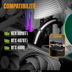 EZDIY-FAB Extension de câble d'alimentation GPU, 16 broches (12+4) 12VHPWR PCIe 5.0 mâle vers 3X PCIE 8 broches pour RTX4070ti/ 