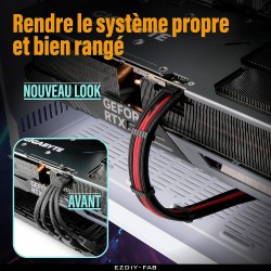 EZDIY-FAB Extension de câble d'alimentation GPU, 16 broches (12+4) 12VHPWR PCIe 5.0 mâle vers 3X PCIE 8 broches pour RTX4070ti/ 