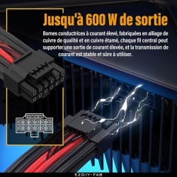 EZDIY-FAB Extension de câble d'alimentation GPU, 16 broches (12+4) 12VHPWR PCIe 5.0 mâle vers 3X PCIE 8 broches pour RTX4070ti/ 