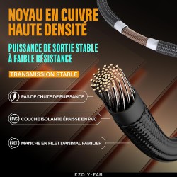 EZDIY-FAB Extension de câble d'alimentation GPU, 16 broches (12+4) 12VHPWR PCIe 5.0 mâle vers 3X PCIE 8 broches pour RTX4070ti/ 