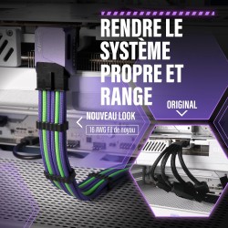 EZDIY-FAB Extension de câble GPU Power Sleeved, connecteur 16pin(12+4) PCIe 5.0 mâle à 3X PCIe 8 broches pour RTX4070Ti Super, 4