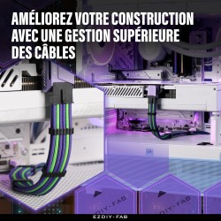 EZDIY-FAB Extension de câble GPU Power Sleeved, connecteur 16pin(12+4) PCIe 5.0 mâle à 3X PCIe 8 broches pour RTX4070Ti Super, 4