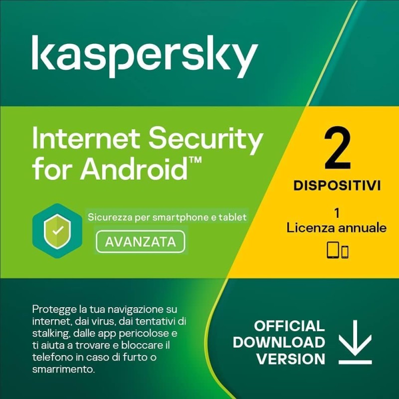 nextradeitalia Kasperski Internet Security for Android 2019-2025 - 2 Appareil - 1 an
