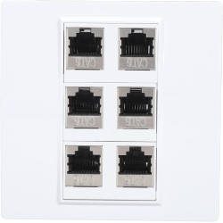 Cat 6 Plaque Murale Ethernet avec 6 Ports de Port Féminin à Femelle Cat6 pour les Installations de Réseau à Domicile et Bureau