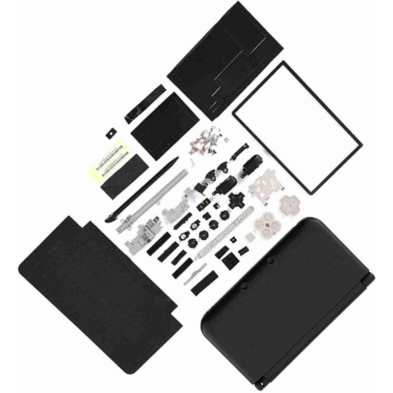 Kit de Remplacement de Réparation Complète de Boîtier 3DS XL pour Systèmes Complets de Réparation Rouge Bleu Blanc (Noir)