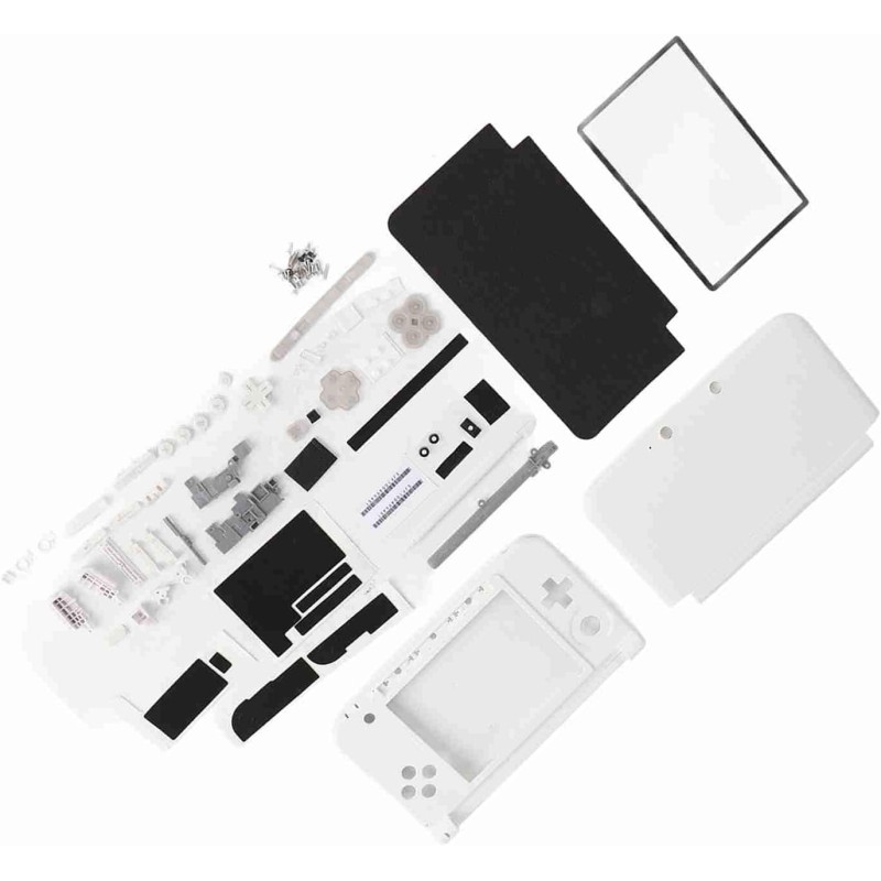 Kit de Remplacement de Réparation Complète de Boîtier 3DS XL pour Systèmes Complets de Réparation Rouge Bleu Blanc (Blanc)