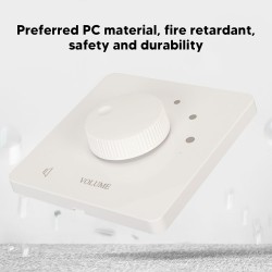 Contrôle de Volume Professionnel 50W, Bouton de Réglage à 5 Vitesses, Contrôleur de Volume, Haut-parleurs Domestiques (Blanc)