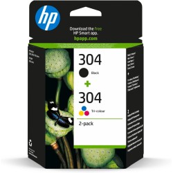 HP 304 - confezione da 2 - nero pigmentato, colore (ciano, magenta, giallo)