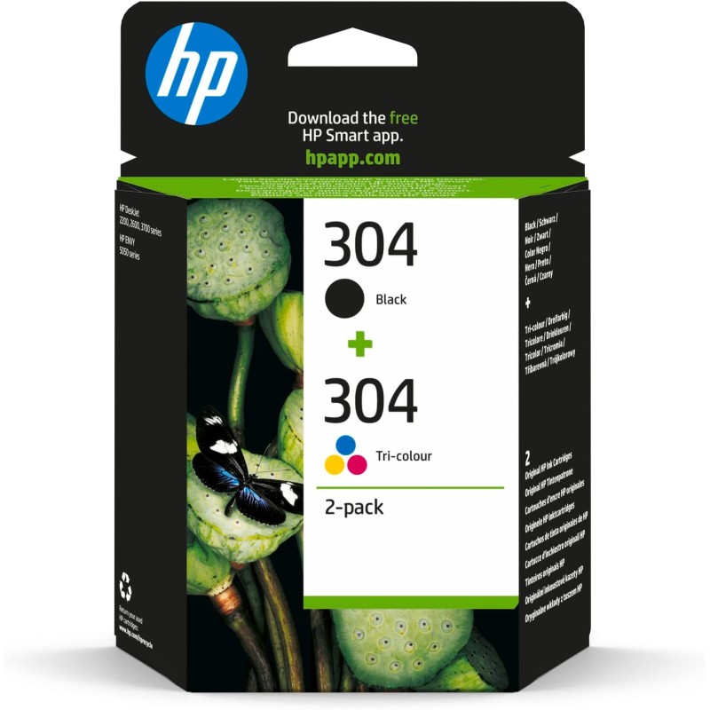 HP 304 - confezione da 2 - nero pigmentato, colore (ciano, magenta, giallo)