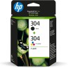 HP 304 - confezione da 2 - nero pigmentato, colore (ciano, magenta, giallo)