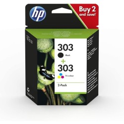 HP 303, Pack de 2 cartouches d'Encre Originales, 3YM92AE, Noir, Cyane, Jaune, Magenta