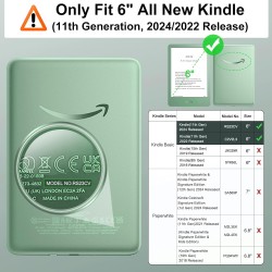 MoKo Étui Compatible avec 6" Kindle(11e Génération Modèle 2024/2022) & Version Internationale, Coque Légère avec Réveil/Sommeil 