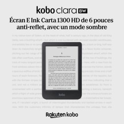 Kobo Clara BW | Liseuse | Écran Tactile Anti-reflet de 6” avec ComfortLight Pro | Option de Mode Sombre | Livres Audio | Étanche