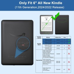 TQQ Étui pour 6 Pouces Amazon Kindle 11e génération 2024 et 2022, Coque arrière Fine et Souple en Caoutchouc TPU avec Bords renf