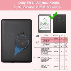 Tqq étui pour amazon kindle 11e génération 2024 et 2022 de 6 pouces, protection complète, veille/réveil automatique, fermeture m