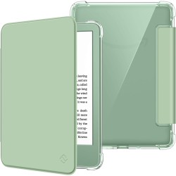 FINTIE Étui pour 6" Kindle (11e Génération, Modèle 2024/2022), Étui Transparent en TPU Souple Housse Veille/Réveil Auto, Vert Ag