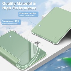FINTIE Étui pour 6" Kindle (11e Génération, Modèle 2024/2022), Étui Transparent en TPU Souple Housse Veille/Réveil Auto, Vert Ag