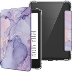 FINTIE Étui pour 6" Kindle (11e Génération, Modèle 2024/2022), Étui Transparent en TPU Souple Housse Veille/Réveil Auto, Marbre 