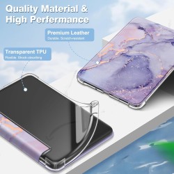 FINTIE Étui pour 6" Kindle (11e Génération, Modèle 2024/2022), Étui Transparent en TPU Souple Housse Veille/Réveil Auto, Marbre 