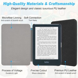 DMluna Étui Slimshell pour Kobo Clara Colour/BW/ 2E, Tolino Shine Colour/Shine 5/4, Coque de Protection Magnétique avec Fonction