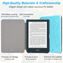 DMluna Étui Slimshell pour Kobo Clara Colour/BW/ 2E, Tolino Shine Colour/Shine 5/4, Coque de Protection Magnétique avec Fonction