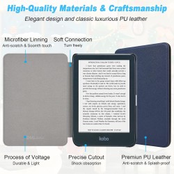 DMluna Étui Slimshell pour Kobo Clara Colour/BW/ 2E, Tolino Shine Colour/Shine 5/4, Coque de Protection Magnétique avec Fonction