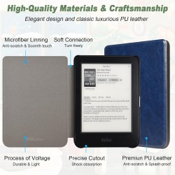 DMluna Étui Slimshell pour Kobo Clara Colour/ BW/ 2E, Tolino Shine Colour/Shine 5/4, Coque de Protection Magnétique avec Fonctio